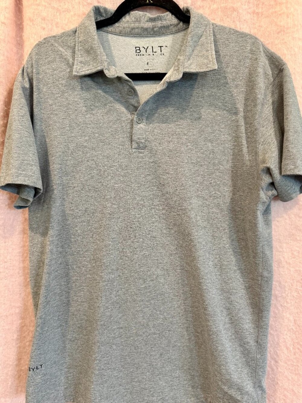 BYLT Premium Basics polo, Size L Mens, Grey, 3 button
